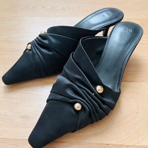 Zara Women's Black Mules with Gold Details